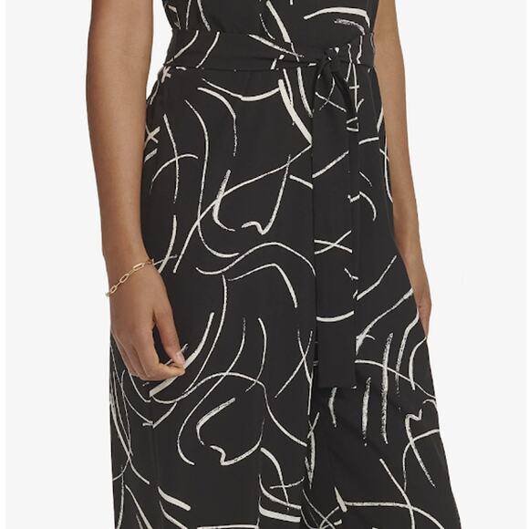 Women's HARPER ROSE Rouched Sleeve Polo black white jumpsuit size 16 - Picture 8 of 9